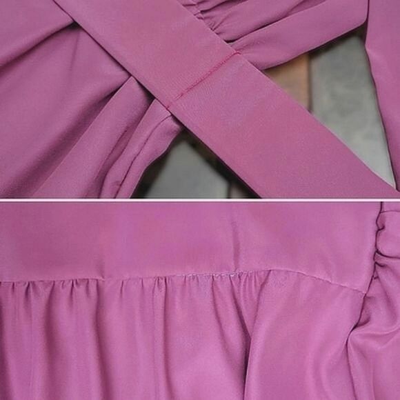 Vtg 80's tailor-made lilac maxi wrap gown - Picture 16 of 16